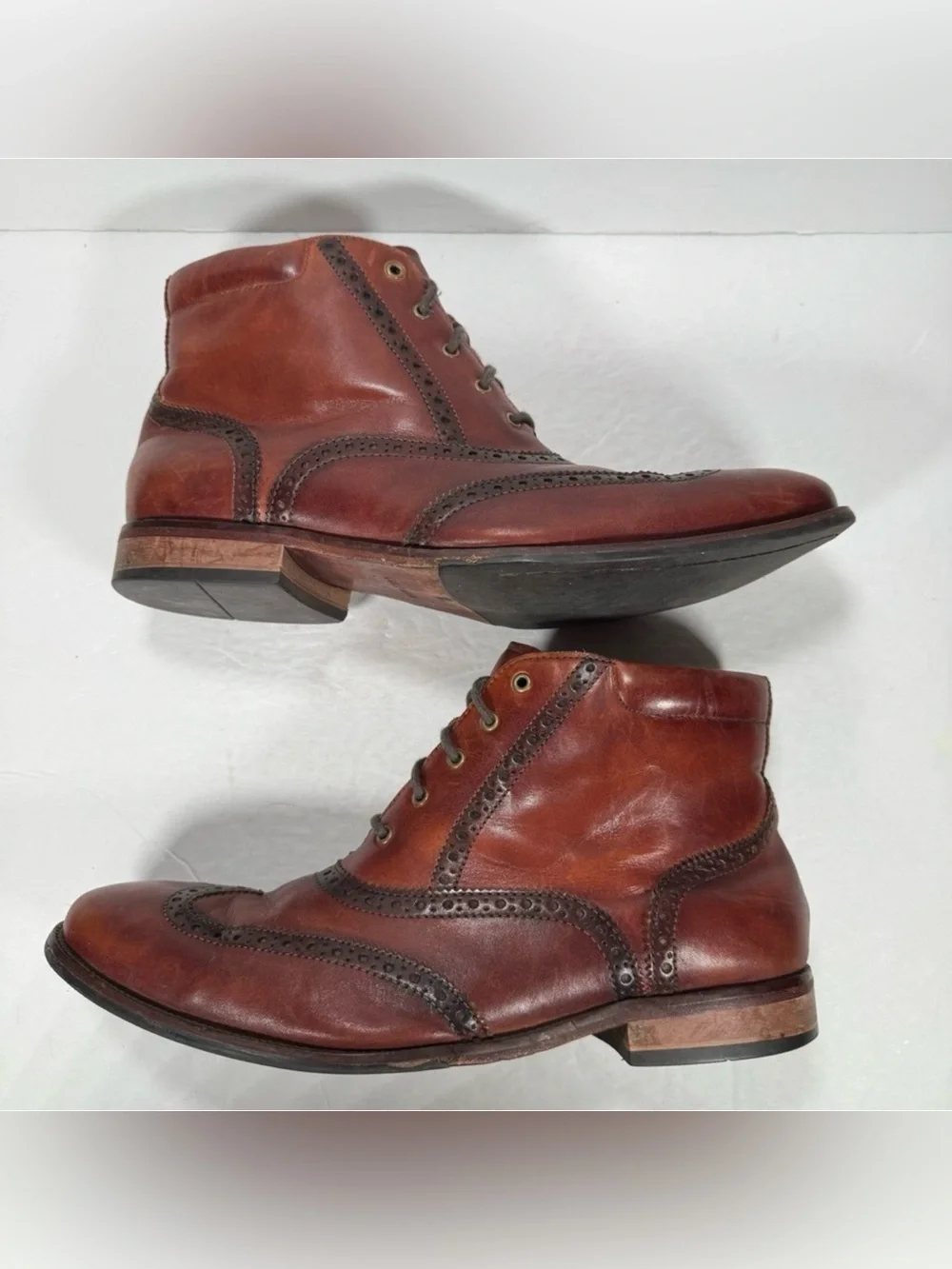 Cole Haan Brown Leather Williams Wingtip Lace Up Chukka Boots Men Size 10W